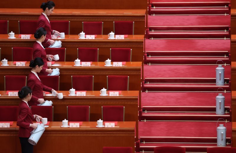 Pripreme za završni sastanak drugog zasjedanja 14. Svekineskog narodnog kongresa (NPC) u Velikoj dvorani naroda u kineskom Pekingu.