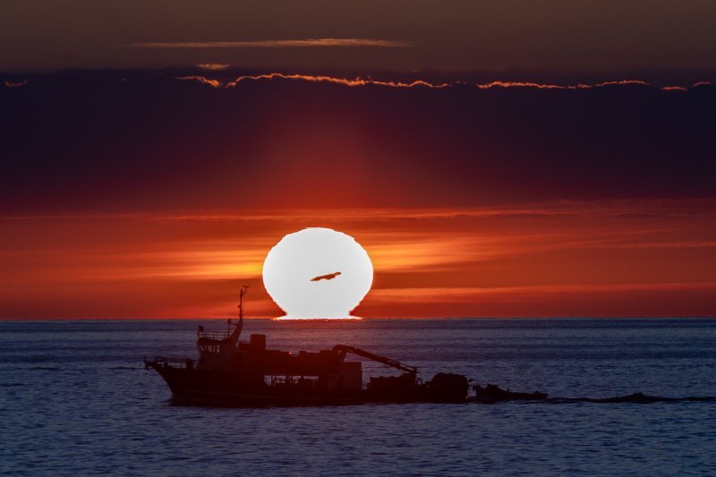 Silueta ribarskog broda u zalasku Sunca kod Pule.