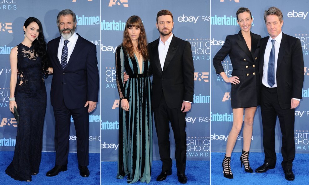 Mel Gibson s trudnom djevojkom Rosalind Ross, Justin Timberlake i Jessica Biel te Hugh Grant sa svojom životnom partnericom Annom Eberstein 