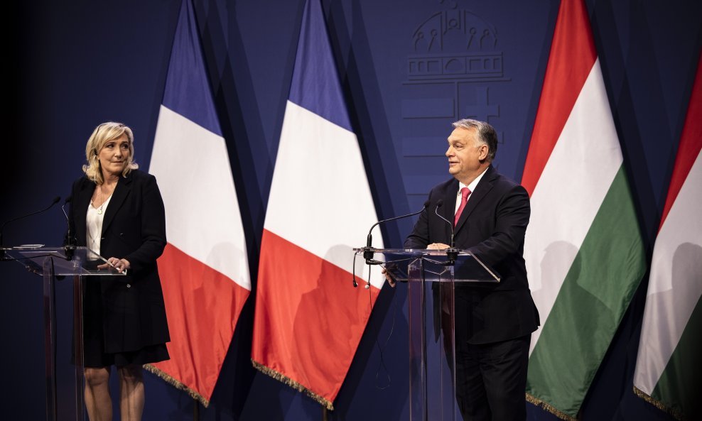 Marine Le Pen i Viktor Orban na sastanku u Budimpešti