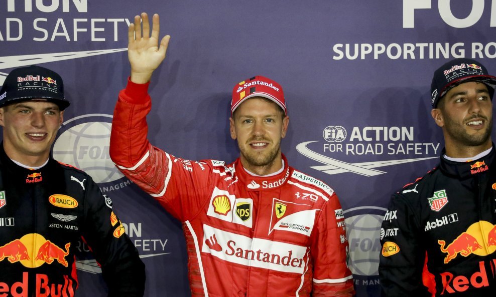 Slijeva Max Verstappen, Sebastian Vettel i Daniel Ricciardo