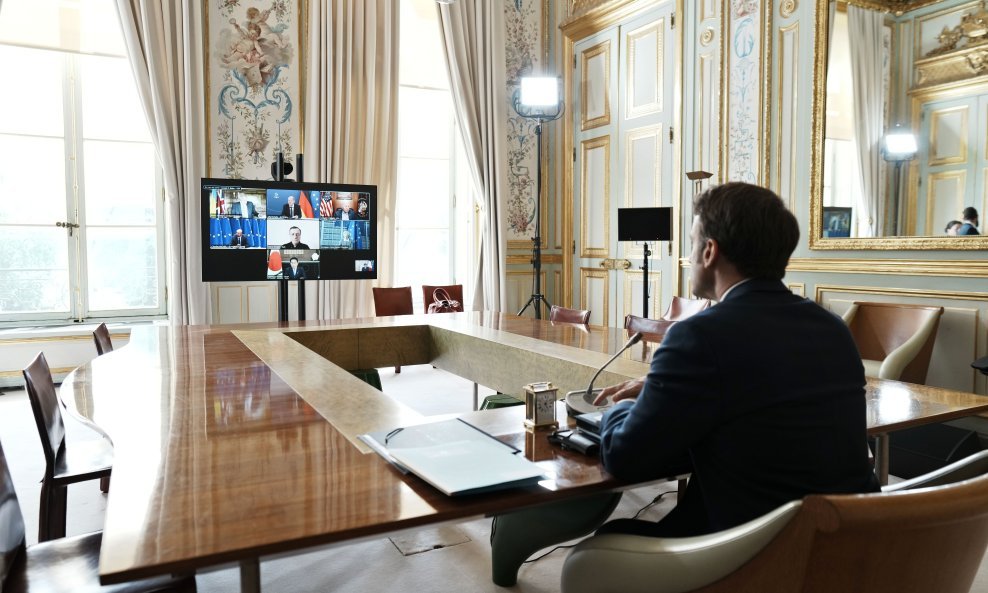 Emmanuel Macron na videokonferenciji skupine G7