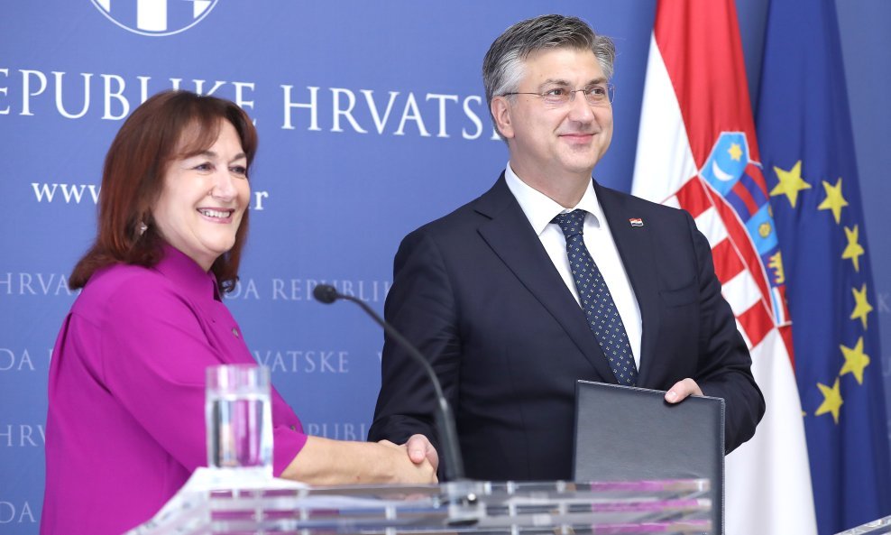 Dubravka Šuica i Andrej Plenković