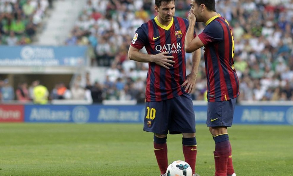 Barcelona - Atletico Madrid,  Lionel Messi i Xavi Hernandez