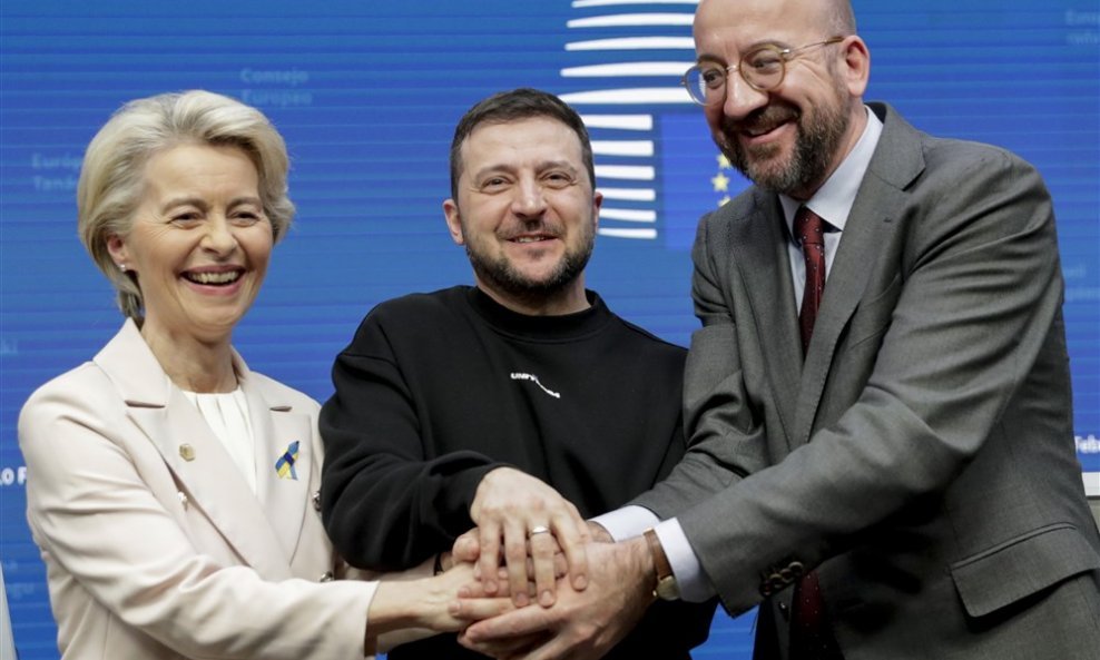 Ursula von der Leyen, Volodimir Zelenski i Charles Michel u Bruxellesu