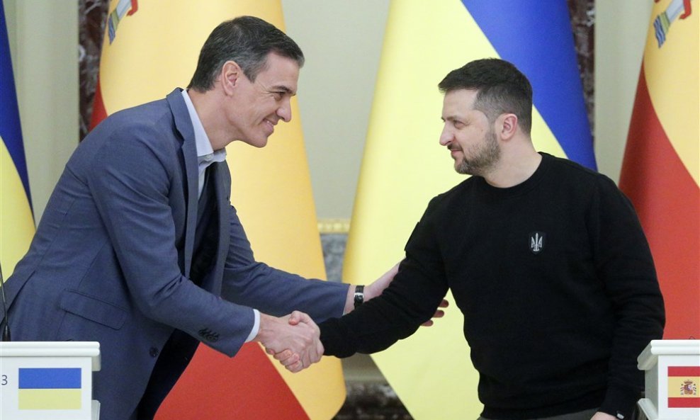 Pedro Sanchez i Volodimir Zelenski na susretu u Kijevu, Ukrajina