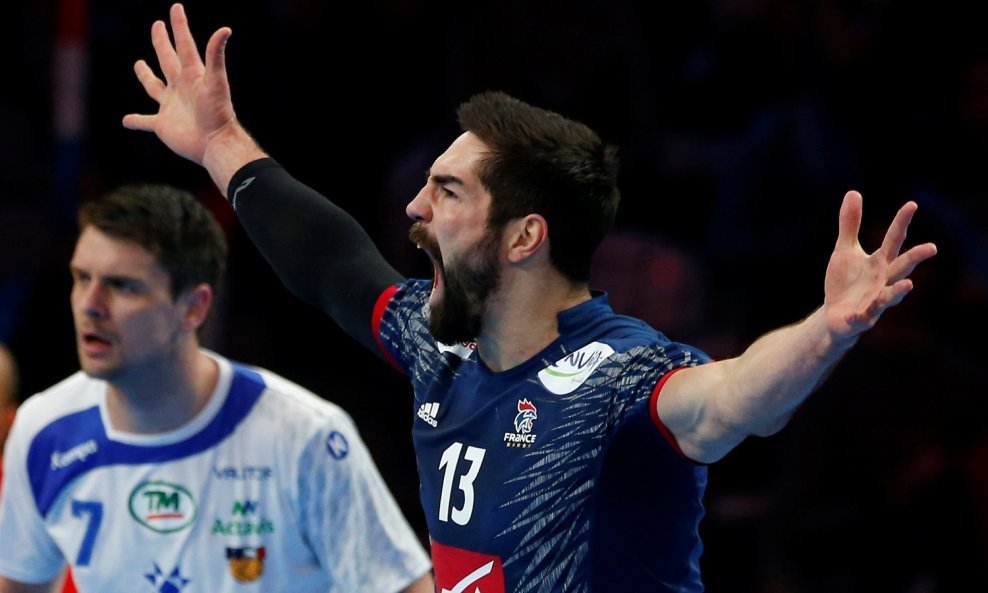 Men's Handball -  France v Iceland - 2017 Men's World Championship Second Round, Eighth Finals - Grand Stadium, Villeneuve d'Ascq, France - 21/01/17 - France's Nikola Karabatic celebrates.  REUTERS/Pascal Rossignol