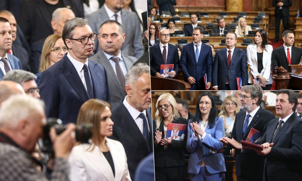 Milica Đurđević Stamenkovski (lijevo ispod Vučića) najzvučnije je ime nove srpske vlade