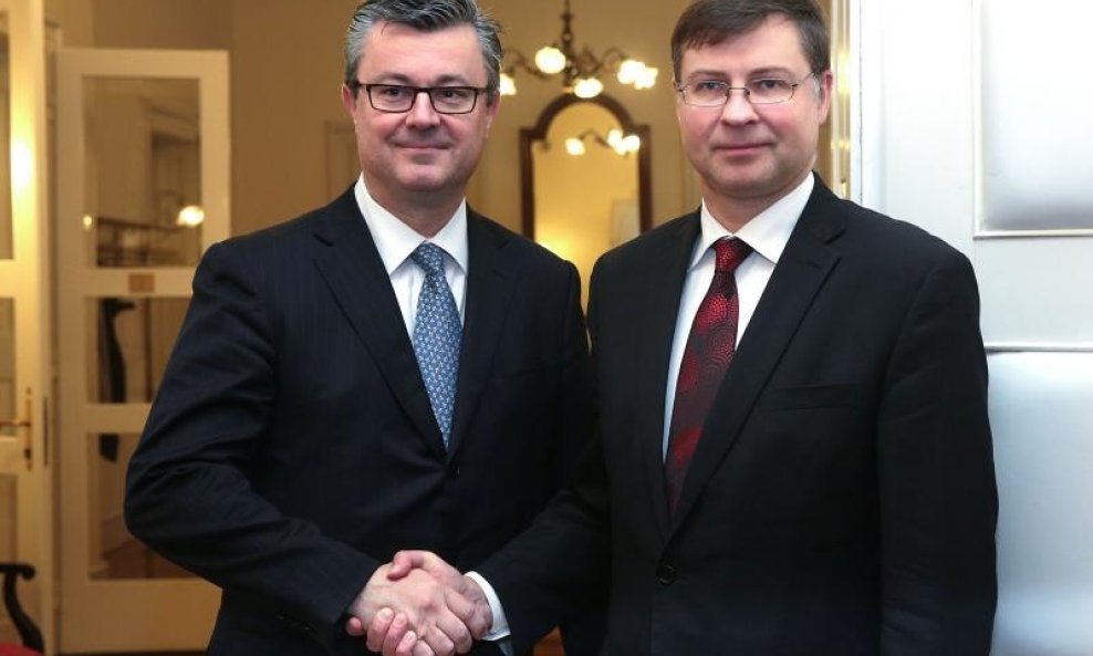 Tihomir Orešković i potpredsjednik Europske komisije za euro i socijalni dijalog Valdis Dombrovskis