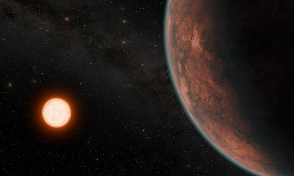 Umjetnička interpretacija Gliese 12 b koji kruži oko svoje matične zvijezde