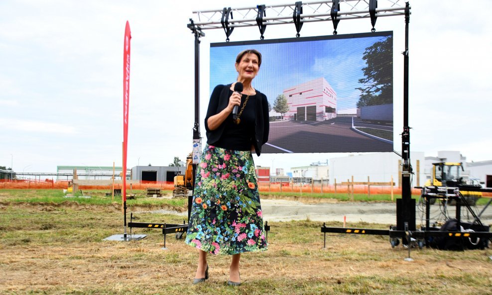 Martina Dalić, predsjednica Uprave Podravke na otvorenju gradilišta novog Transportnog centra u Koprivnici