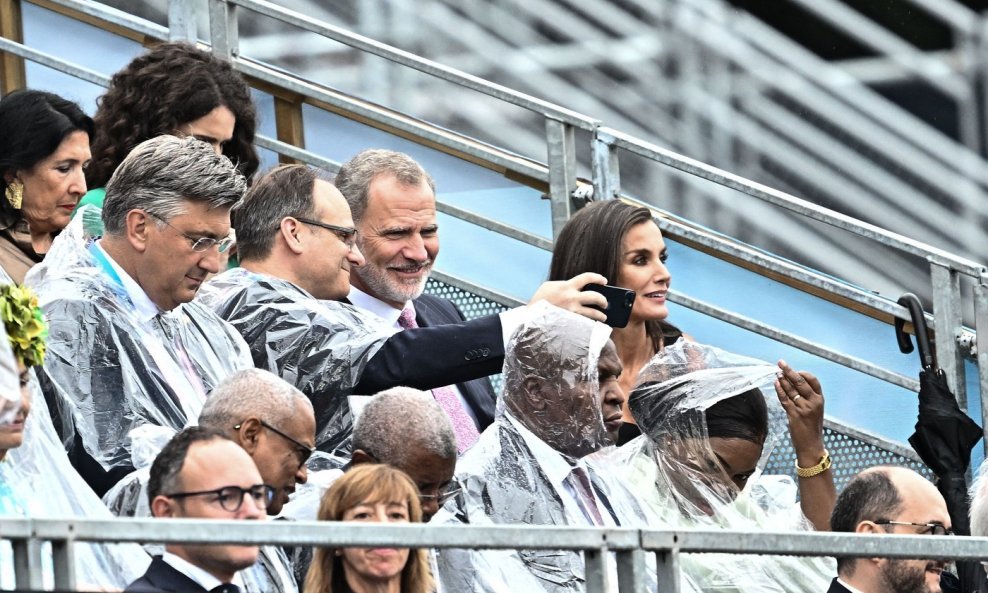 Andrej Plenković, Zvonimir Frka Petešić, kralj Felipe i kraljica Letizia na otvorenju Olimpijskih igara