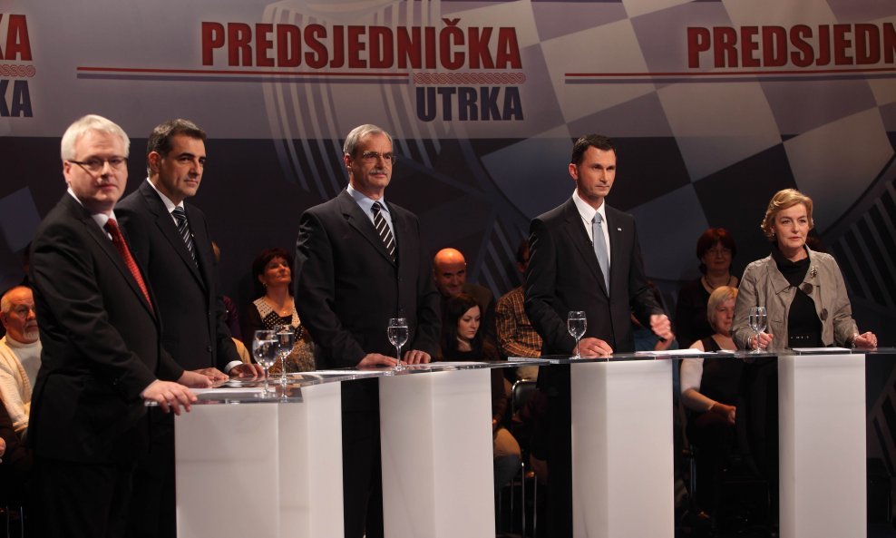 Predsjednički kandidati 2009.: Ivo Josipović, Nadan Vidošević, Andrija Hebrang, Dragan Primorac i Vesna Pusić