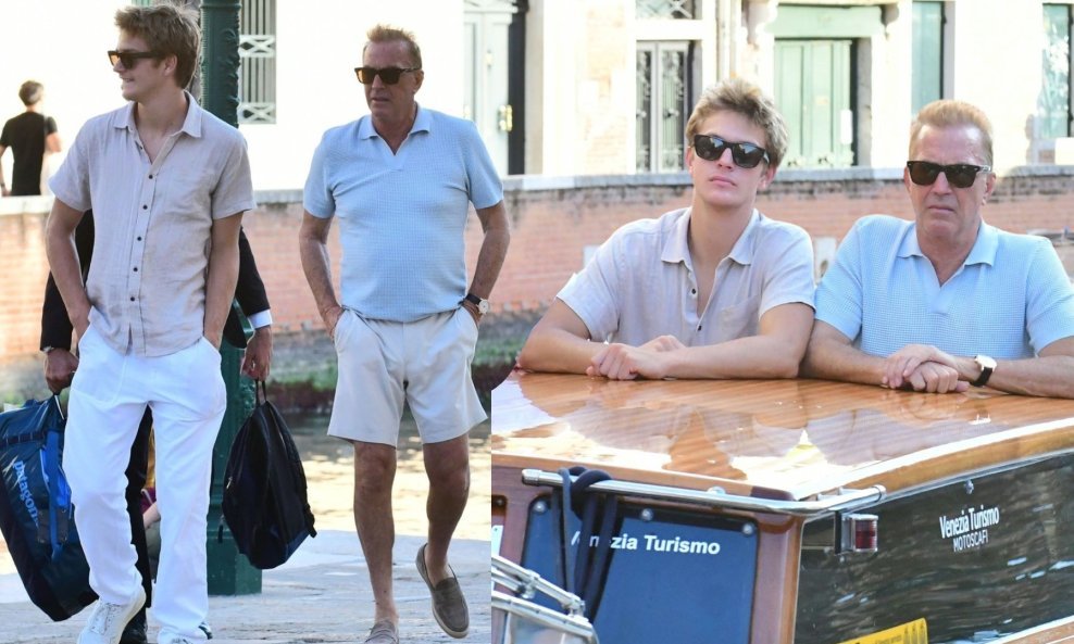 Kevin Costner sa sinom u Veneciji