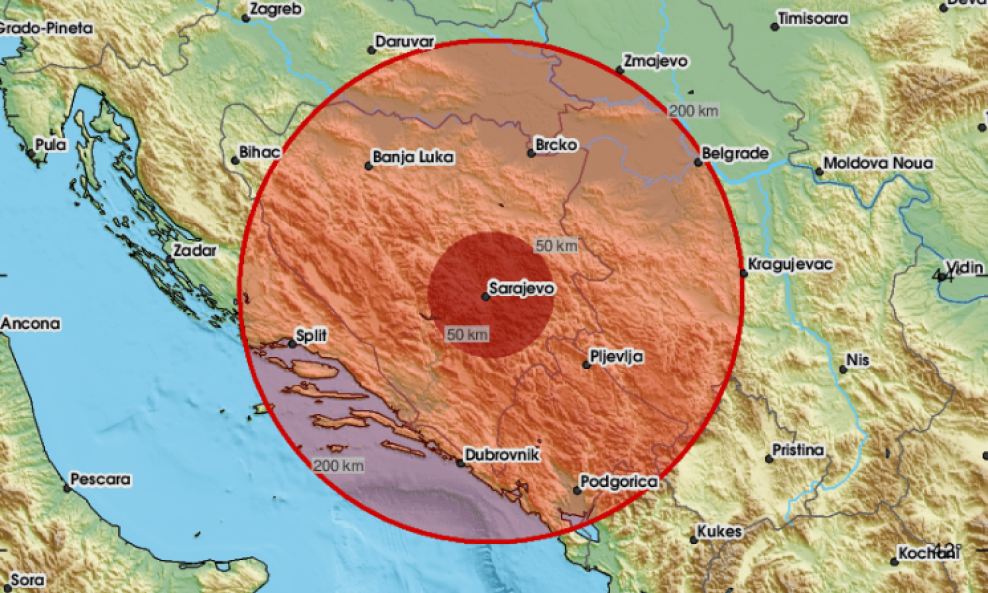 Potres u Sarajevu (EMSC)