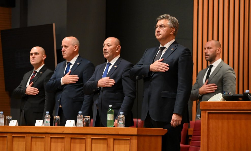 Josip Dabro, Branko Bačić, Tomo Medved, Andrej Plenković i Damir Habijan