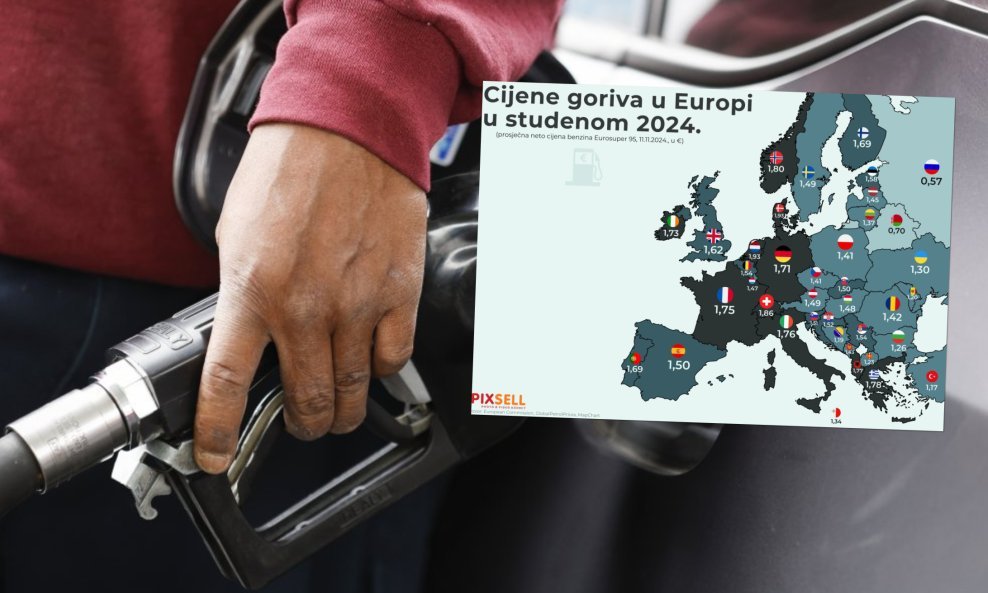 Prosječne cijene benzina u Europi u studenom ove godine pokazuju velike razlike među državama