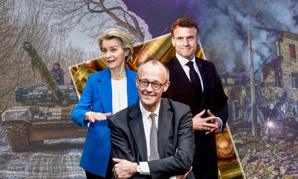 Ursula von der Leyen, Friedrich Merz, Emmanuel Macron