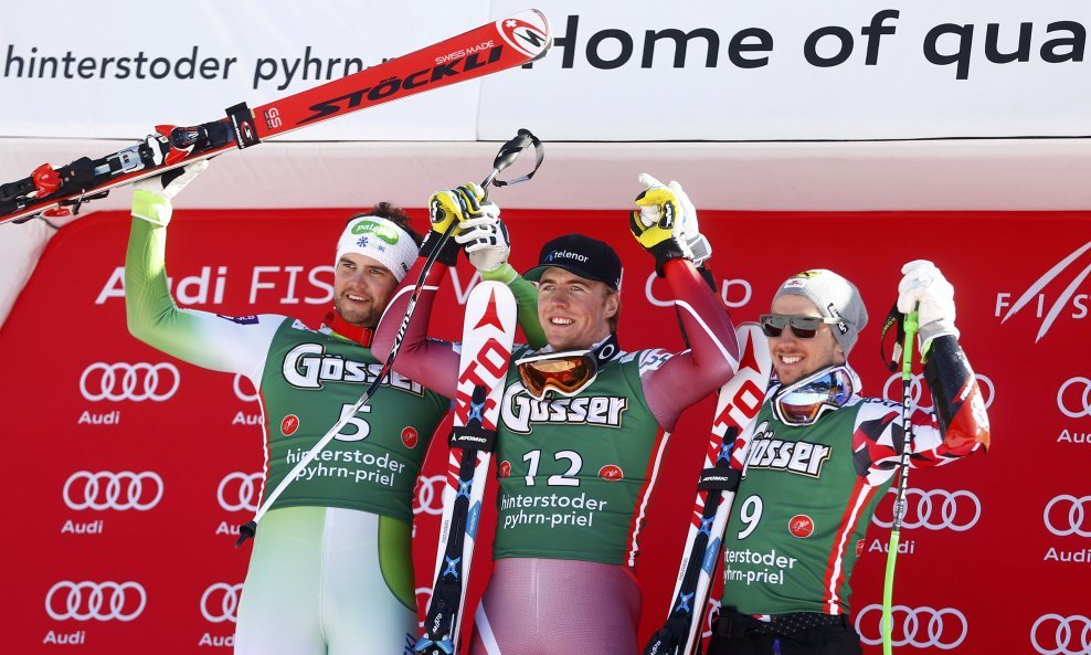 Boštjan Kline,  Aamodt Kilde i  Marcel Hirscher