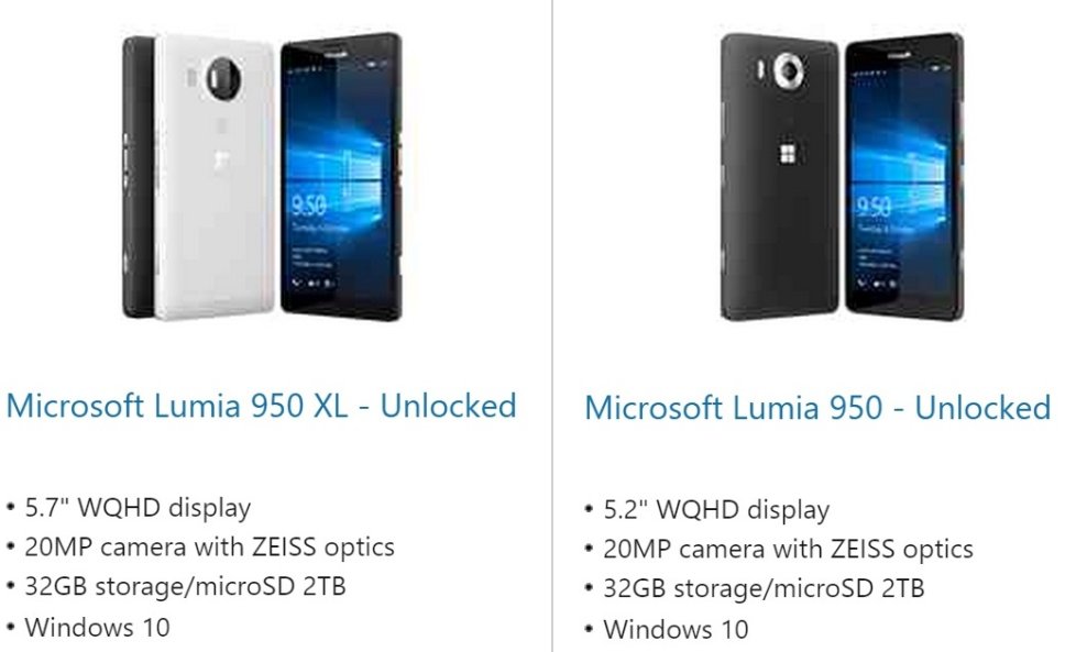 Lumia 950 i Lumia 950XL