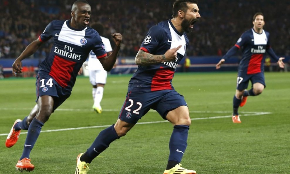 Paris St Germain - Chelsea, Ezequiel Lavezzi proslavlja pogodak 1