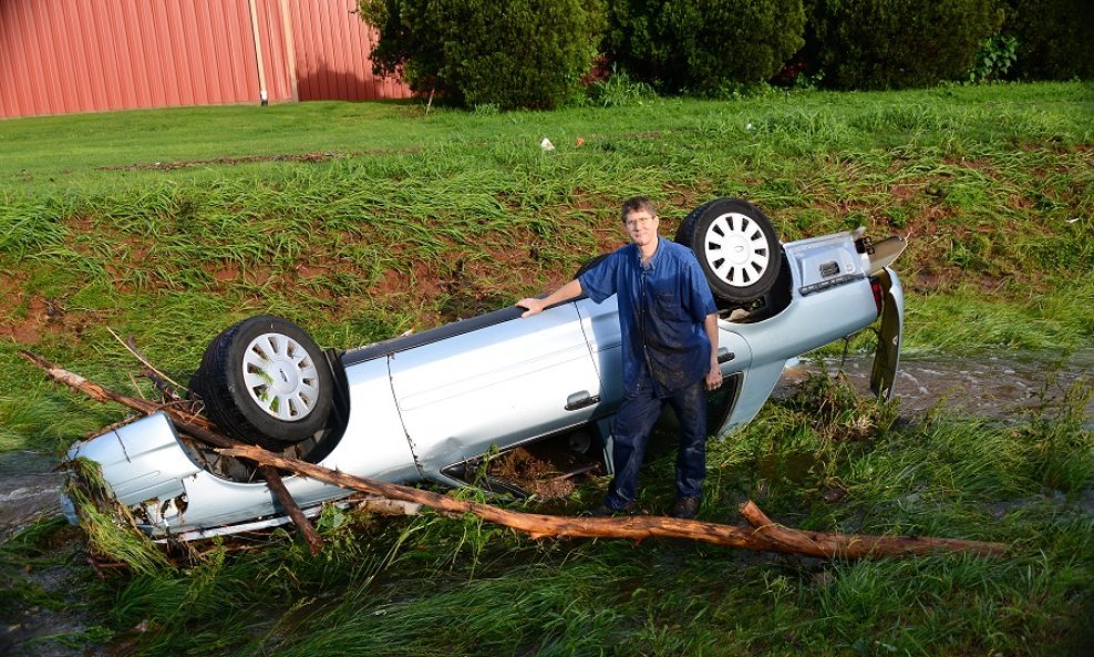 car in the ditch