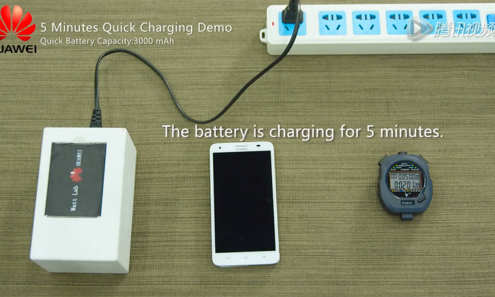 Huawei five minutes battery quick charging demo