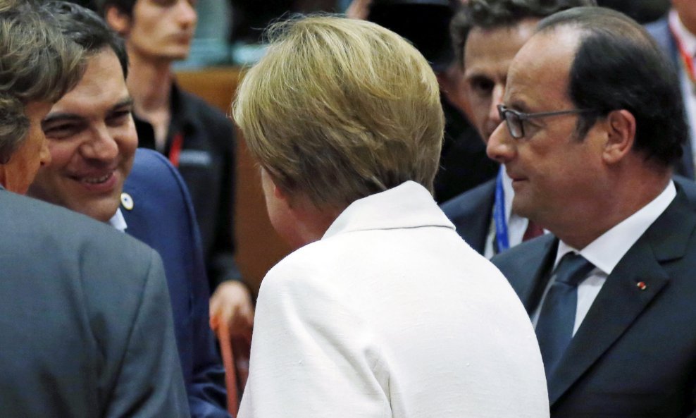 Aleksis Cipras, Angela Merkel, Francois Hollande