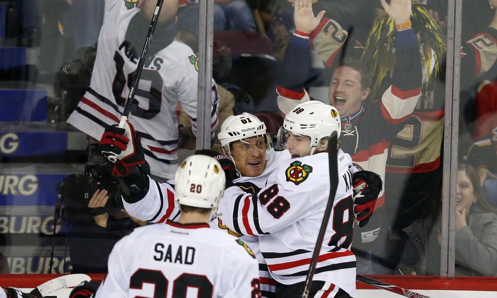 Marian Hossa, Patrick Kane i Brandon Saad