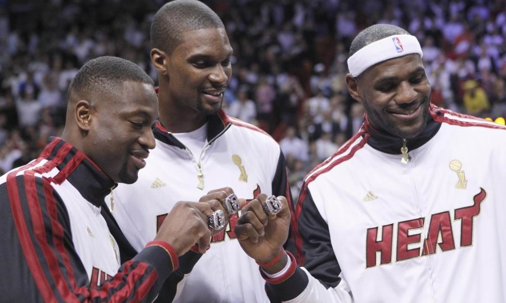 Slijeva -  Dwyane Wade, Chris Bosh i LeBron James