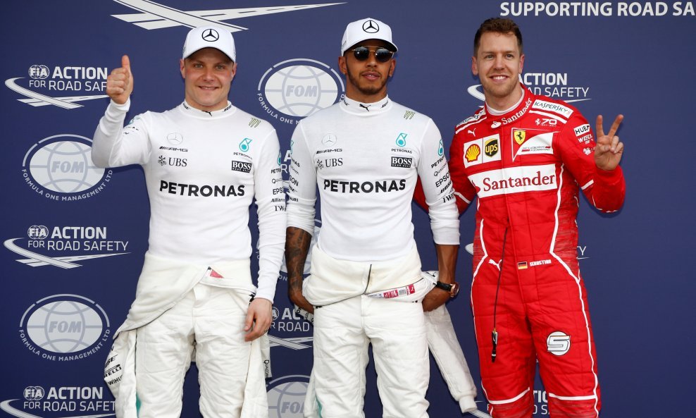 Bottas, Hamilton i Vettel