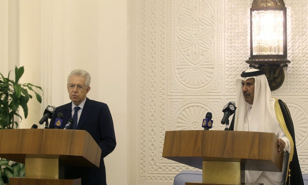 Mario Monti i šeik emir Al Thani 