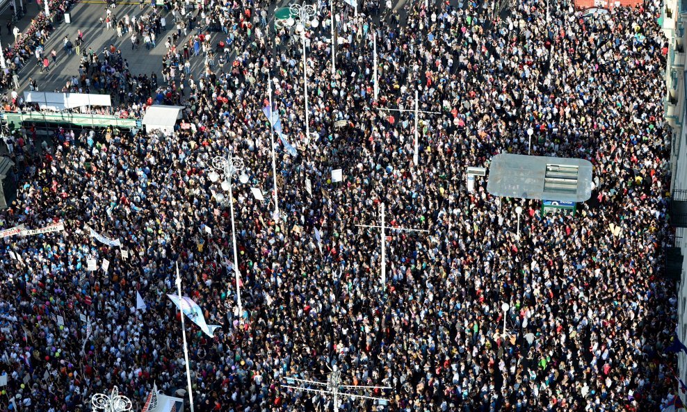 Prosvjed 'Hrvatska može bolje' na Trgu bana Jelačića prije godinu dana