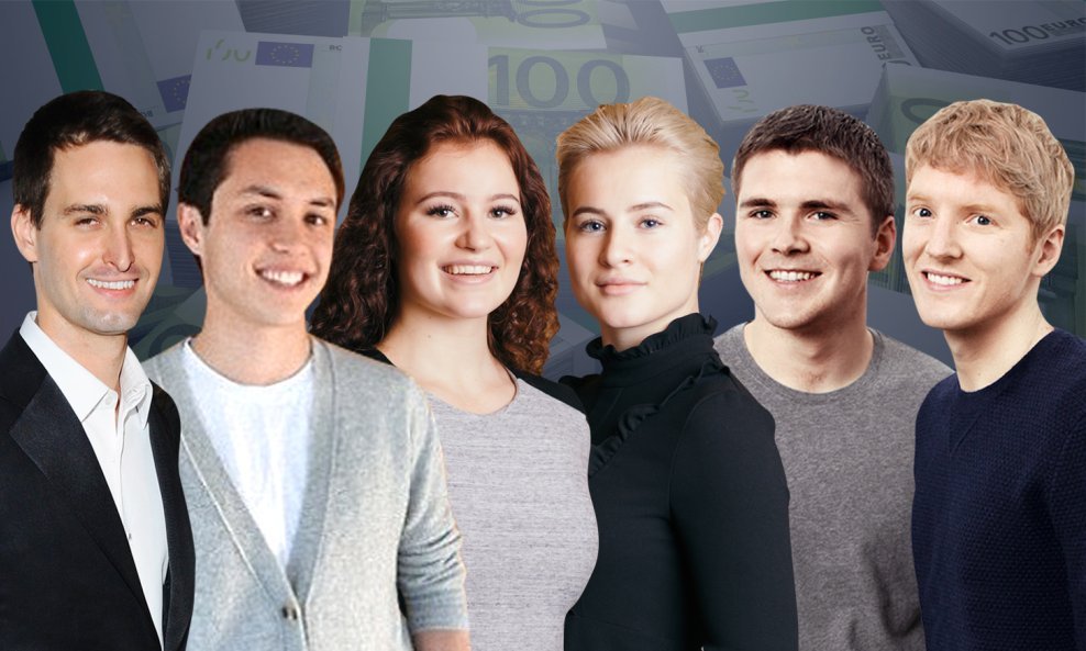 Evan Spiegel, Bobby Murphy, Alexandra i Katharina Andresen, John i Patrick Collison