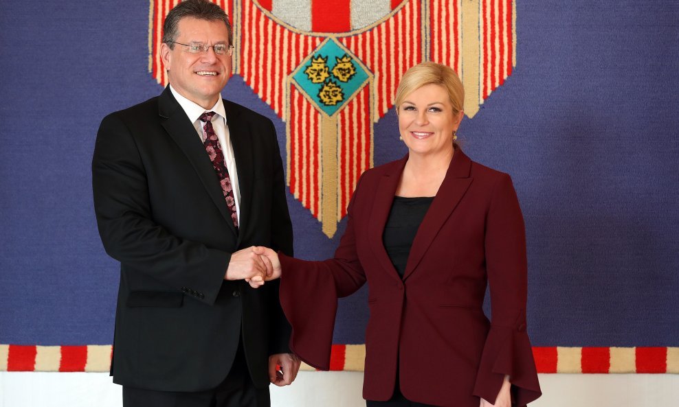 Predsjednica Grabar Kitarović s Marošom Šefčovičem