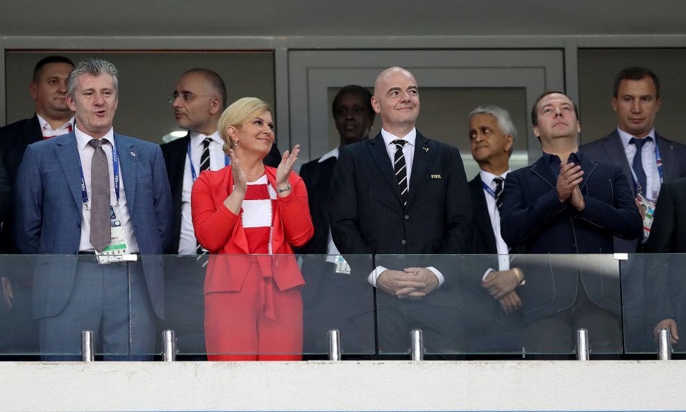 Davor Šuker, Kolinda Grabar-Kitarović, Gianni Infantino i Dmitrij Medvedev