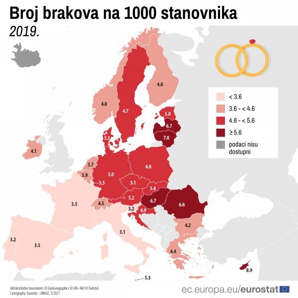 Broj brakova na 100 stanovnika