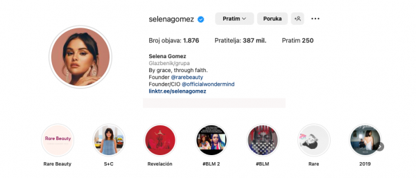 Selena Gomez na Instagramu