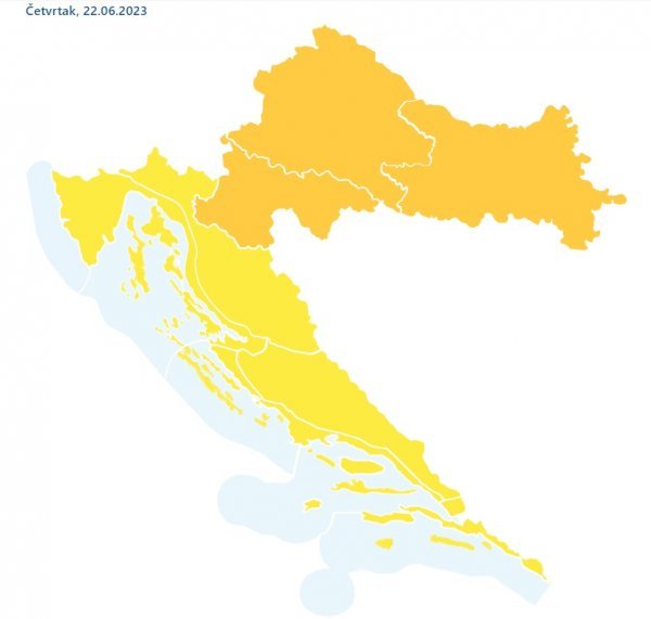 Meteoalarm za četvrtak