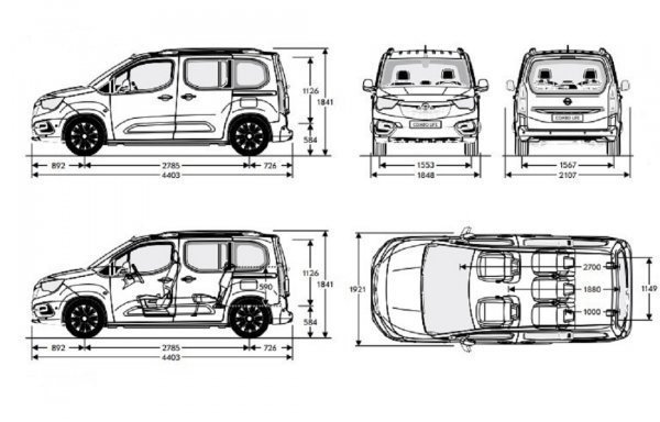 Opel Combo-e Life: dimenzije