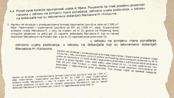 Iz rješenja AZTN-a o uvjetno dozvoljenoj koncentraciji Agrokora i Mercatora                                   tportal.hr