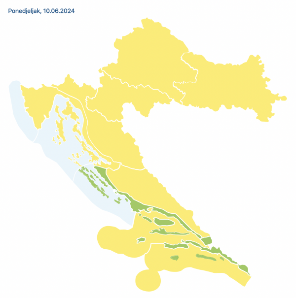 Meteoalarm za ponedjeljak