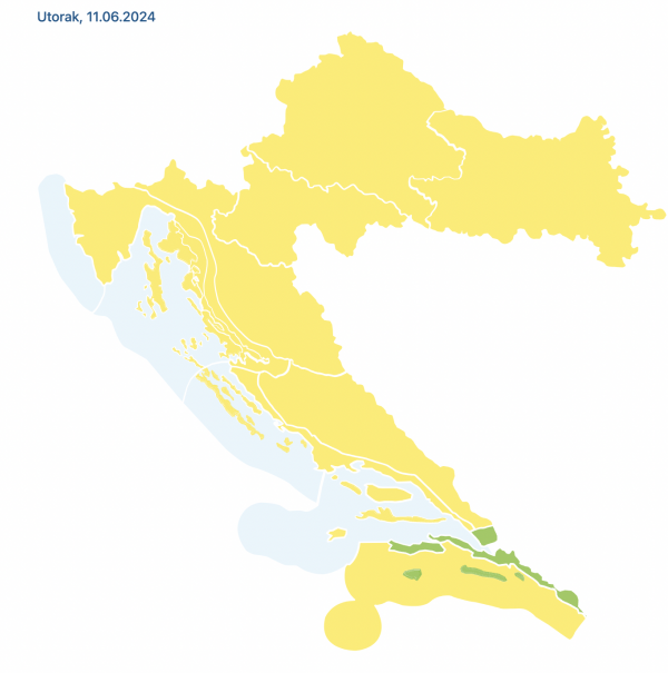 Meteoalarm za utorak