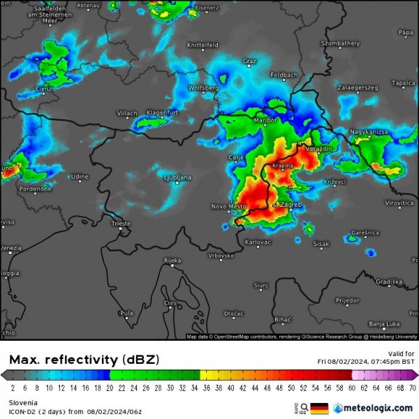 Prognoza modela visoke rezolucije predviđa oluju u okolici Zagreba oko 19 sati