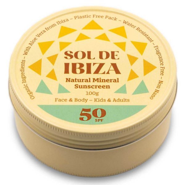 Sol de Ibiza Natural Mineral Sunscreen Tin SPF50 Maslac za tijelo_100g_stara cijena 26.41, nova cijena 13.21€