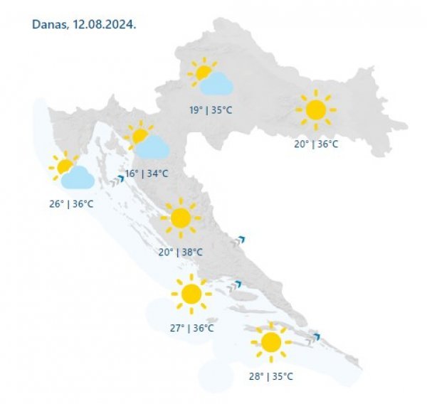 Vremenska prognoza za 12. kolovoza