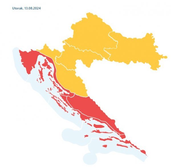 Meteoalarm za utorak 13. kolovoza