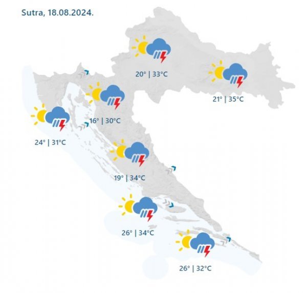 Vremenska prognoza za nedjelju 18. kolovoza