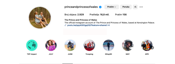 Instagram profil Kate Middleton i princa Williama