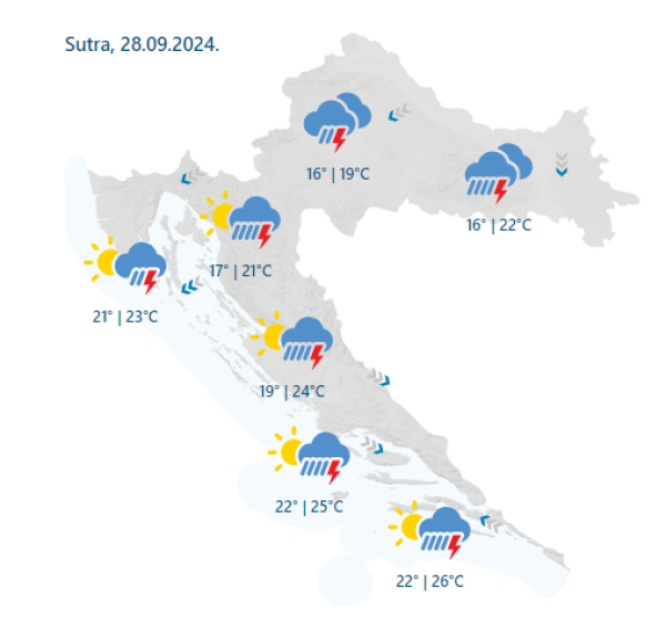 Prognoza za subotu 28. rujna 2024.